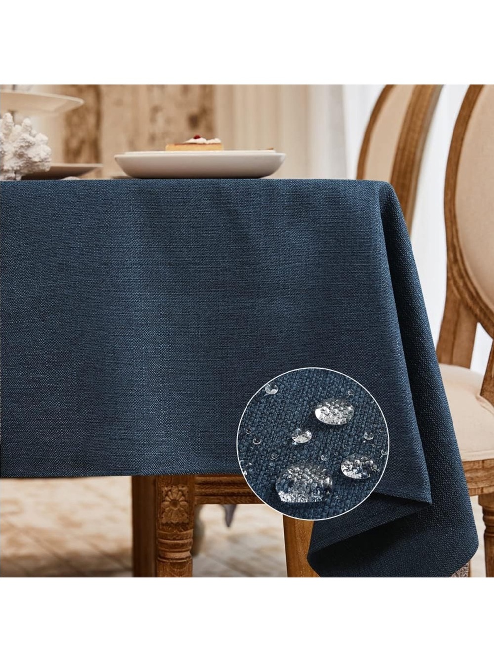 NEW BALCONY & FALCON Rectangle Tablecloth Washable. Navy Blue, 47x63”